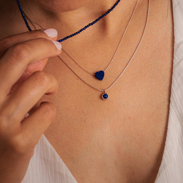 Silver 3 Layered Necklace ,Stacked Necklaces ,Blue Layered Necklace ,Triple strand Necklace ,September Birth Stone Necklace ,Christmas Gift.